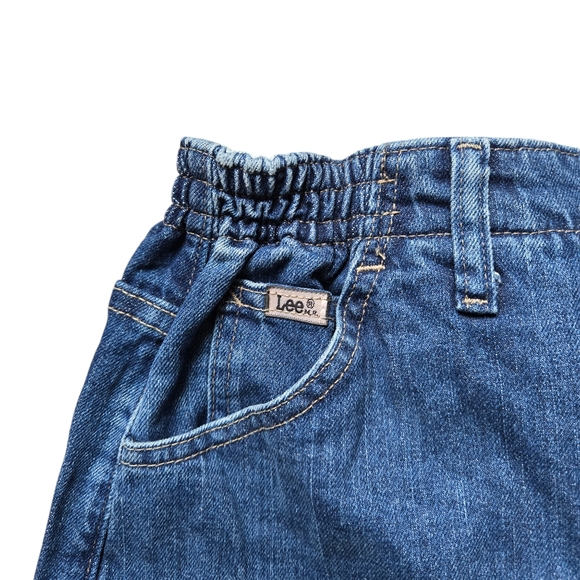 12 M Lee Women's Relaxed Fit Side Waist Elastic Tapered Leg Jeans Mid Rise Blue - Picture 15 of 16